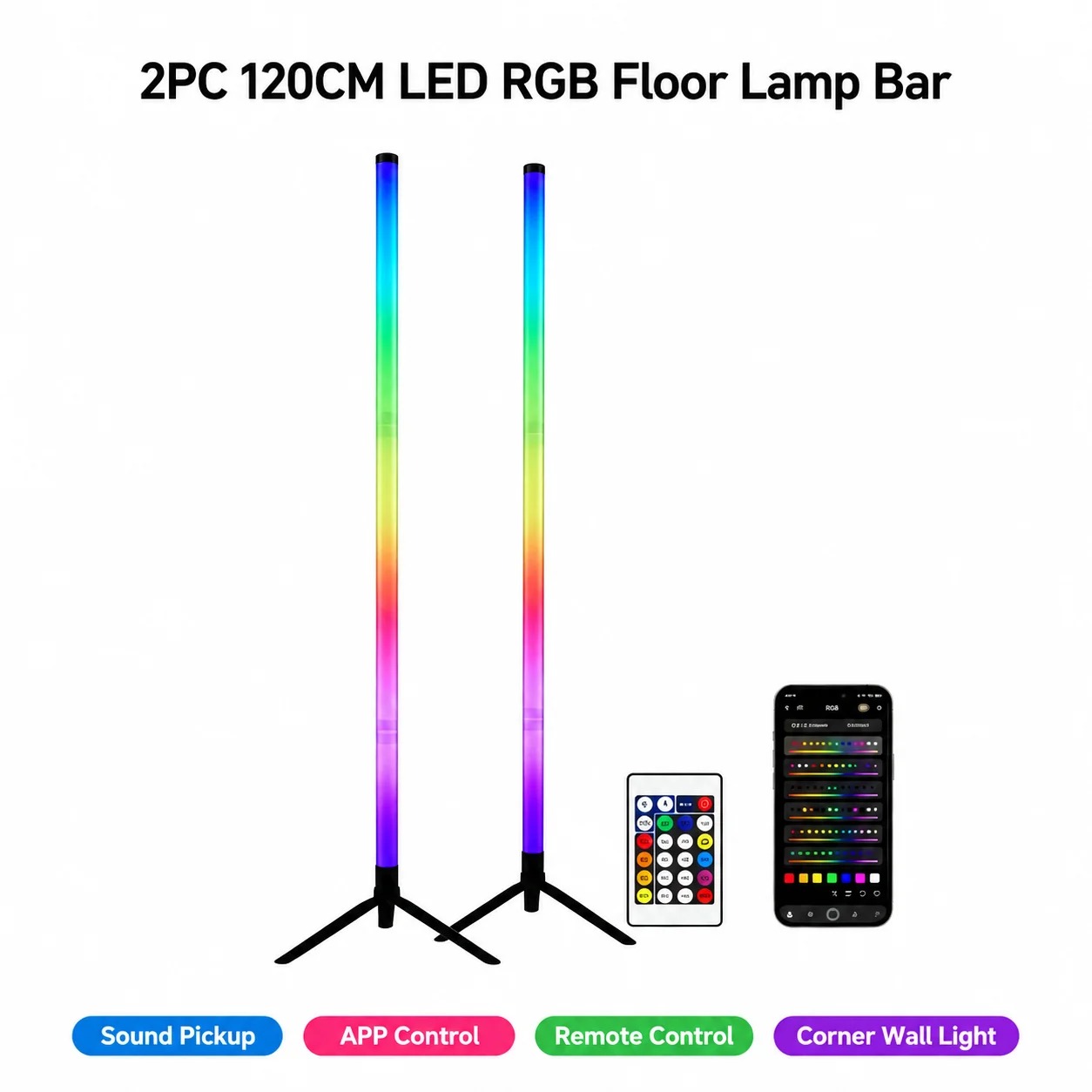 2PCS 120CM RGB Floor Lamp, Sou - Esports & Gaming Optics Gmbh review and price